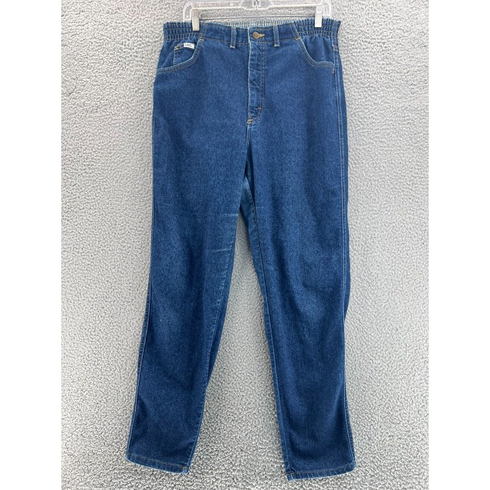 LEE Vintage Dark Wash High‎ Rise Straight Leg Mom Jeans Women 14 MED USA
